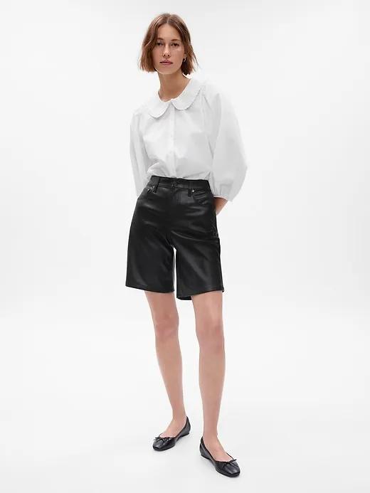 10" High Rise Stride Faux-Leather Bermuda Shorts