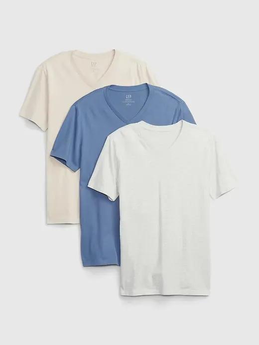 100% Organic Cotton Standard V-Neck T-Shirt (3-Pack)