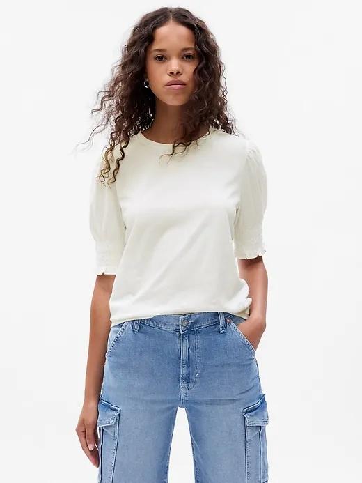 100% Organic Cotton Vintage Puff Sleeve T-Shirt