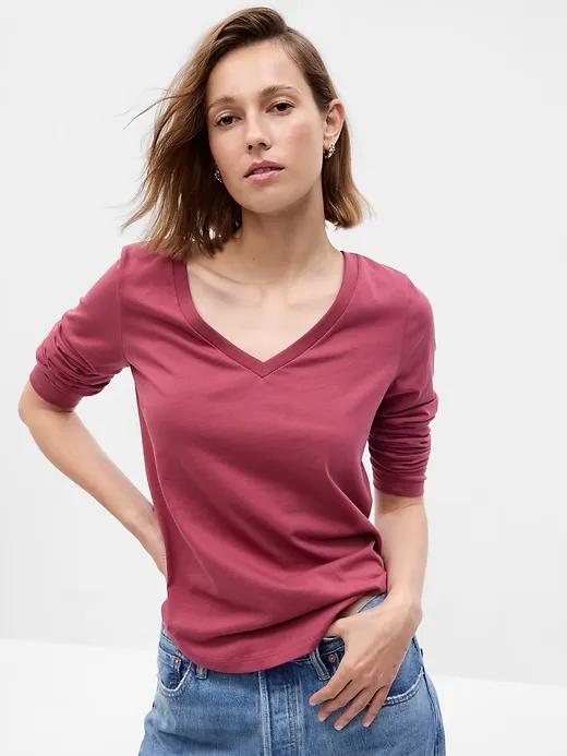 100% Organic Cotton Vintage V-Neck T-Shirt