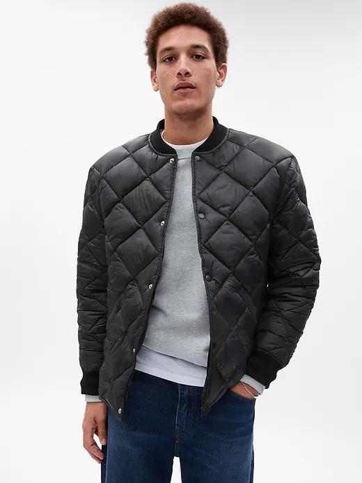100% Recycled Quilted Bomber Jacket