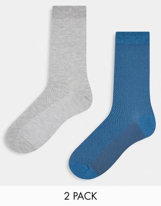2 pack ankle socks with waffle texture