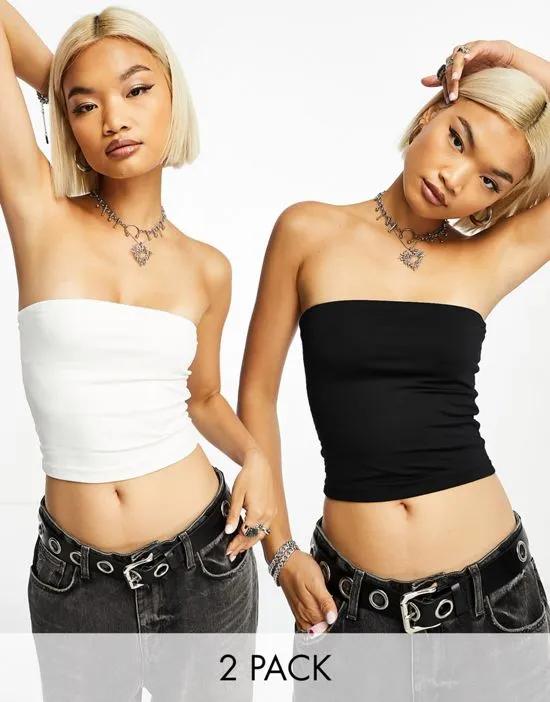 2 pack bandeau tops in black & white