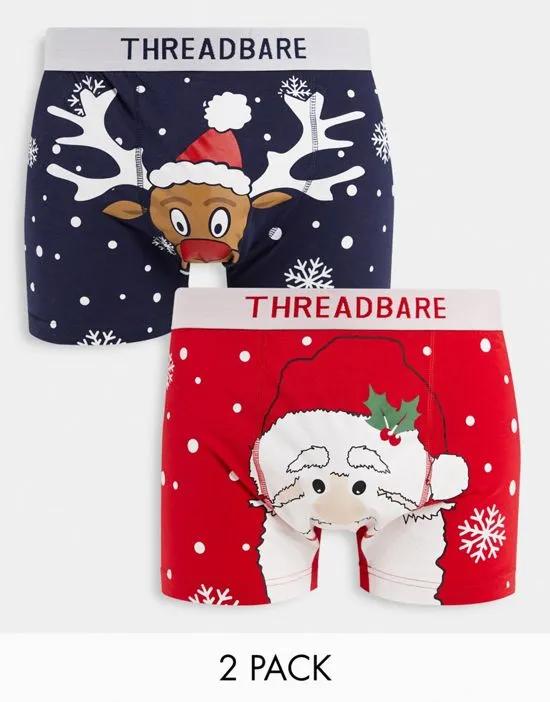 2-pack Christmas trunks in Santa and Rudolph print
