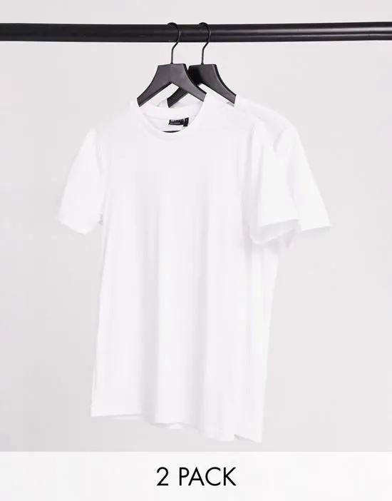 2 pack cotton blend muscle fit t-shirt with crew neck - WHITE