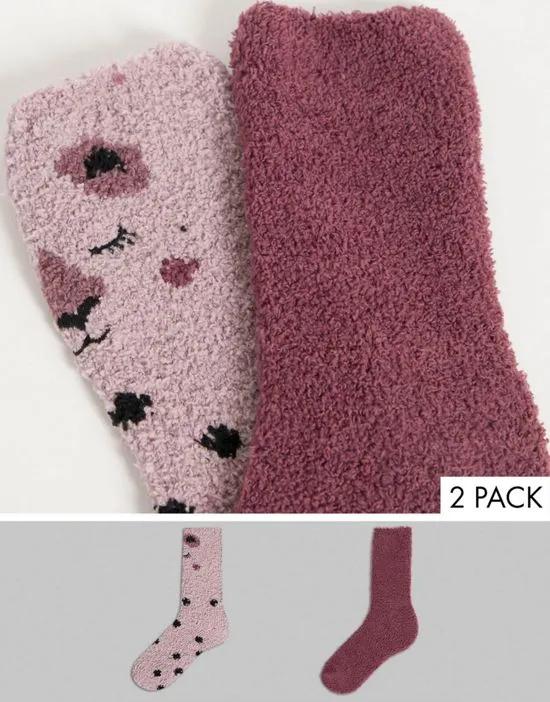 2 pack cozy animal socks