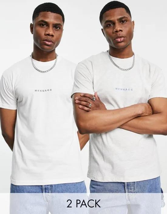 2 pack essentials t-shirt in white and gray