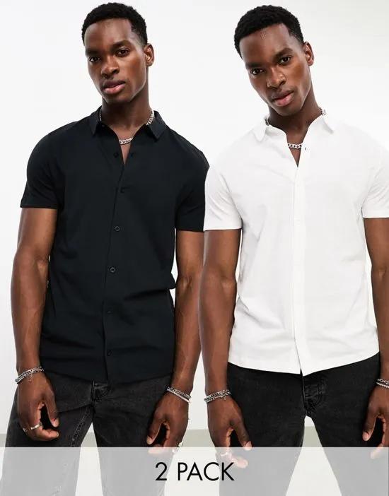 2 pack jersey shirt in black and white