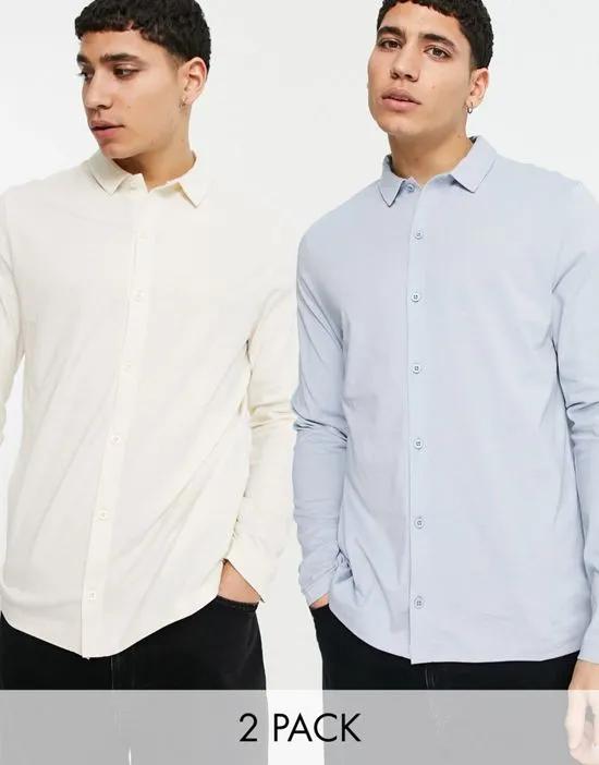 2 pack long sleeve jersey shirt in multi