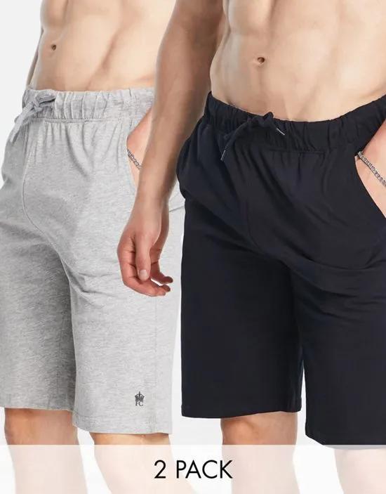 2-pack lounge shorts in navy and light gray