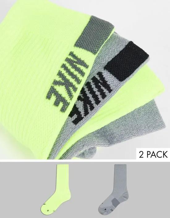 2 pack multiplier socks in gray and green