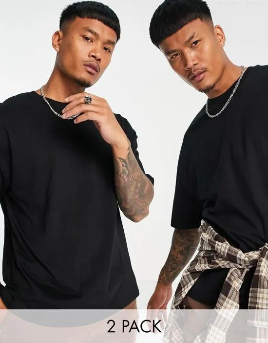 2 pack oversized T-shirts in black