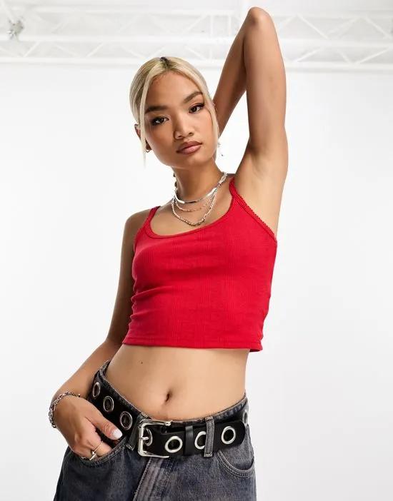 2-pack pointelle cami tops in white & red