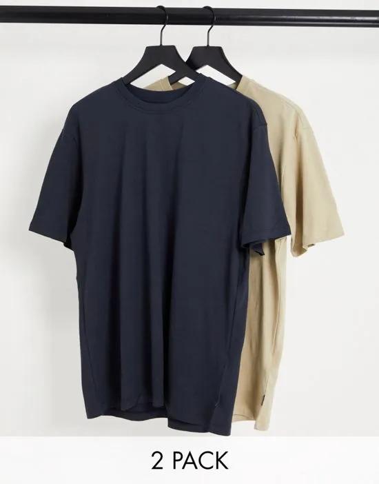 2 pack relaxed T-shirt in stone & navy