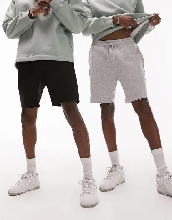 2 pack shorts in black and heather gray