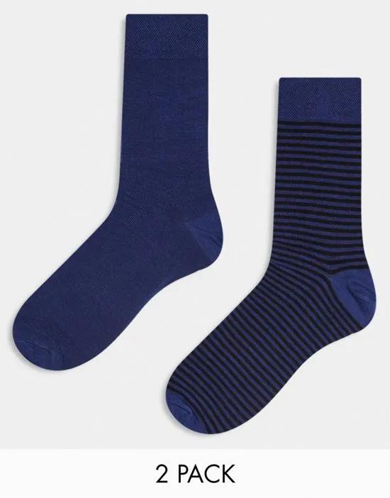 2-pack smart socks in navy stripe and plain