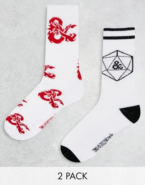 2 pack sports socks with Dungeons and Dragons design
