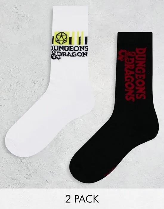 2 pack sports socks with Dungeons and Dragons design