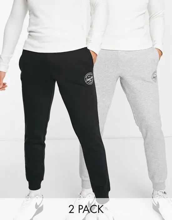 2 pack sweatpants with logo in gray & black