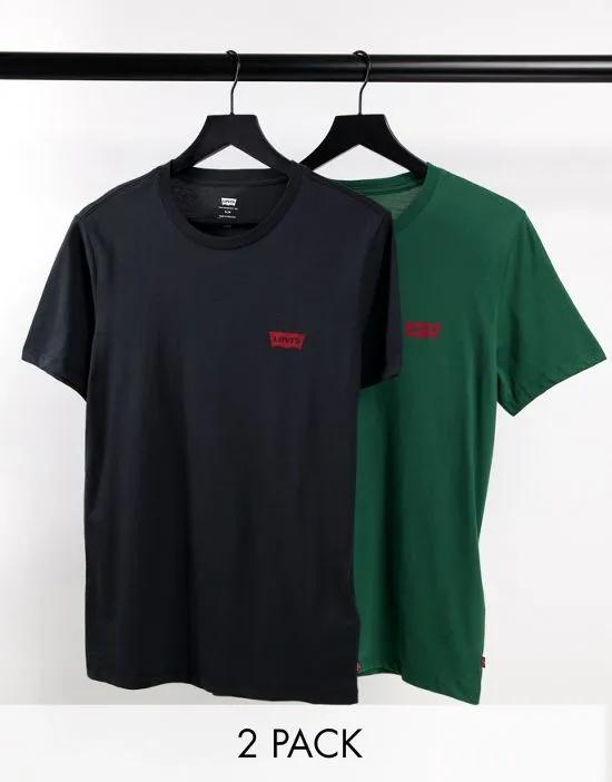 2 pack t-shirts in green/black with batwing logo exclusive to ASOS
