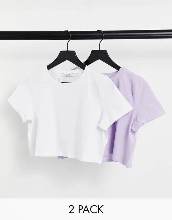 2 pack t-shirts in lilac and white