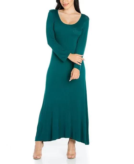 24seven Comfort Apparel Women's Long Sleeve T-Shirt Maxi Dress