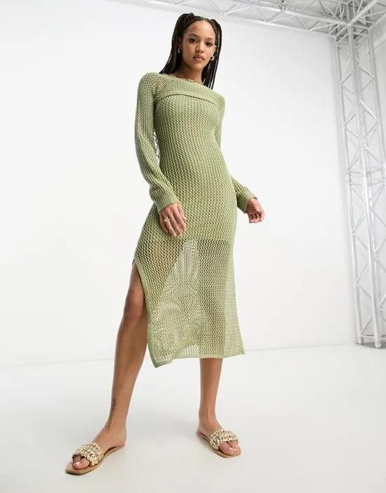 2in1 crochet maxi dress in khaki