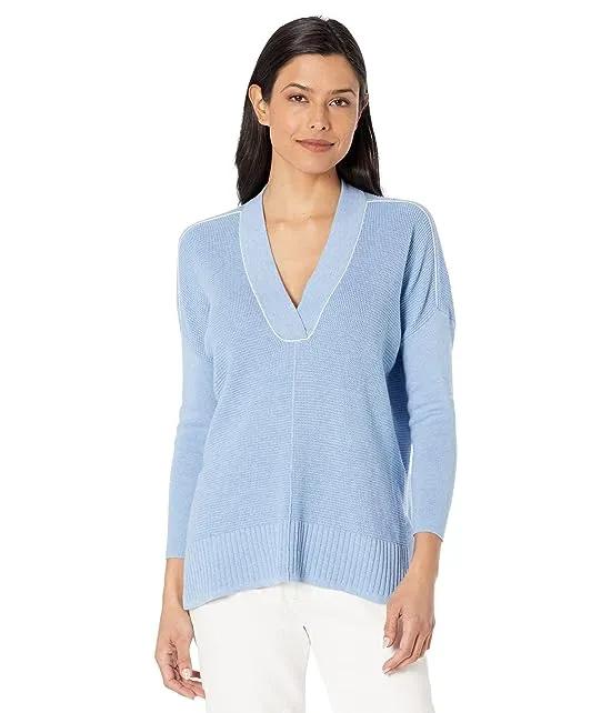 3/4 Sleeve Shawl Collar Tunic Sweater