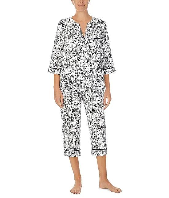 3/4 Sleeve Top and Crop Lantern Pajama Set