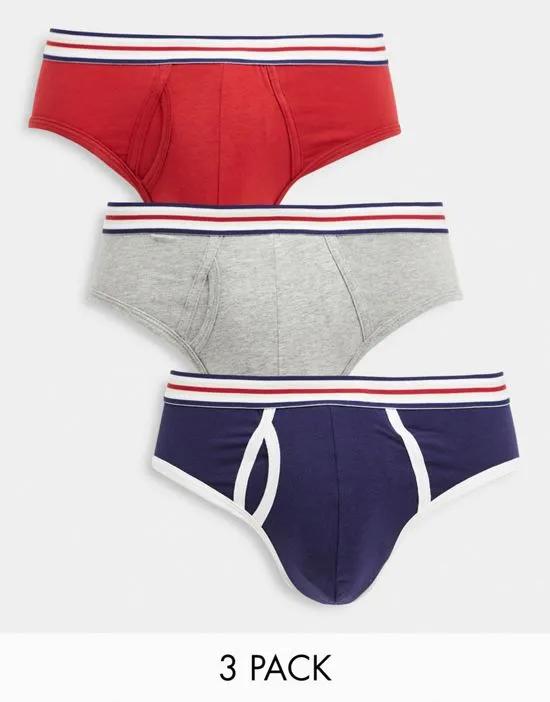 3-pack briefs with striped waistband