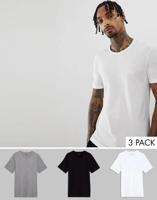 3 pack crew neck t-shirts in multi
