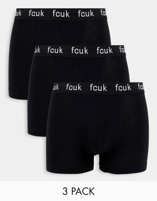 3 pack logo boxers in black