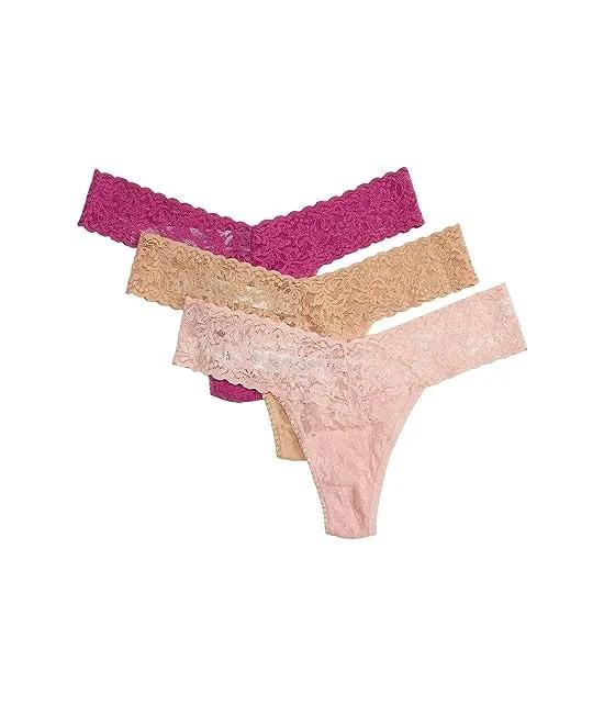 3-Pack Petite Signature Lace Low Rise Thong