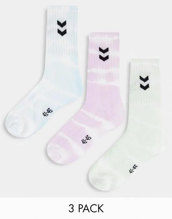 3 pack socks in pastel tie dye