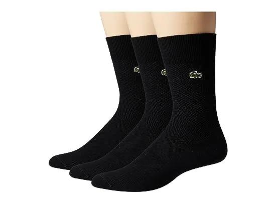 3-Pack Solid Jersey and Pique Socks