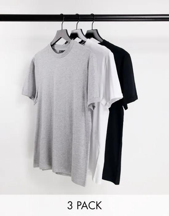 3 pack t-shirt with crew neck and roll sleeve