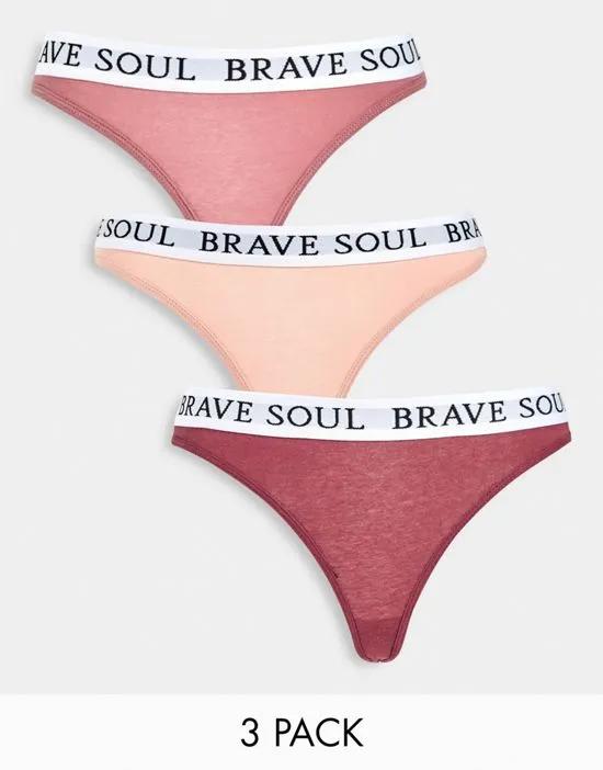 3 pack thongs in blush sand and butter - MULTI