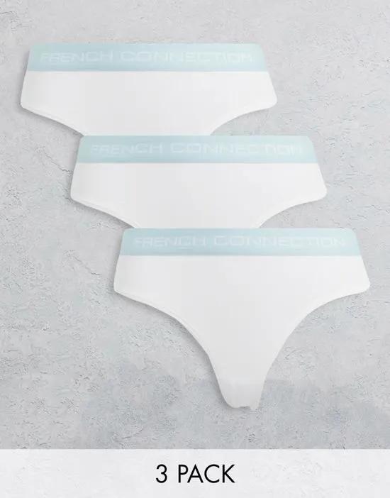 3 pack thongs in white and frost