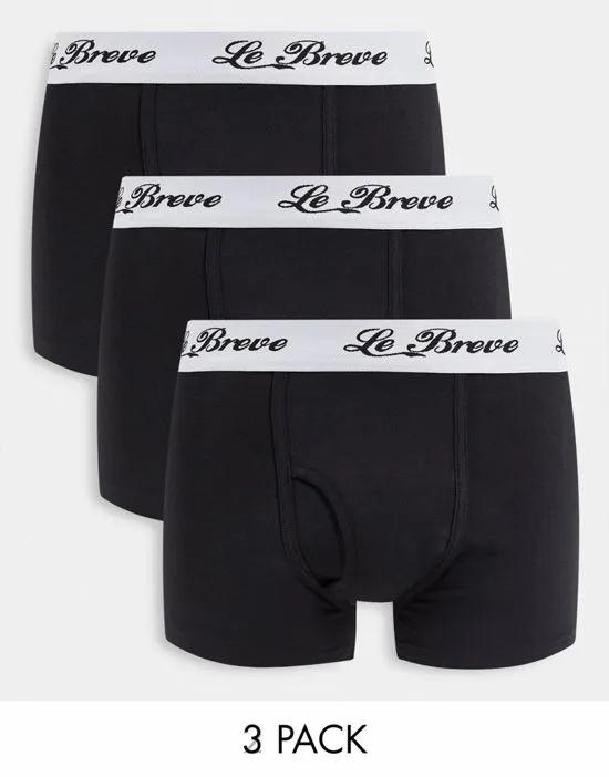 3 pack trunks with script logo waistband in black