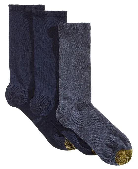 3 Pack Women's Non-Binding Flat-Knit Crew Socks