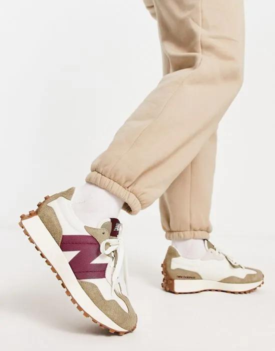 327 sneakers in off white with burgundy detail - Exclusive to ASOS
