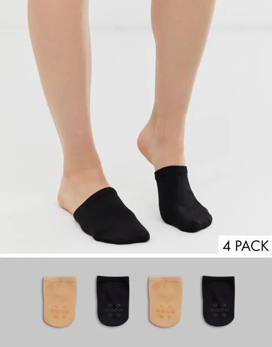 4-pack mule socks in black and beige