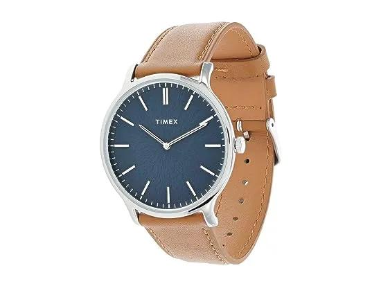 40 mm Gallery 3-Hand Leather Strap Watch