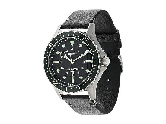 41 mm Navi XL 3-Hand Leather Strap Watch
