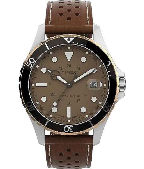 41 mm Navi XL Automatic Leather Strap Watch