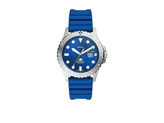 42 mm Blue 3 Hand Date Silicone Watch FS5998