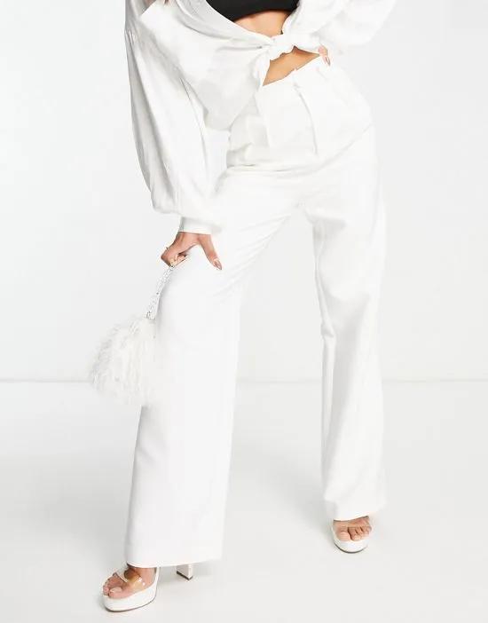 4th + Reckless wide leg suit pants in white