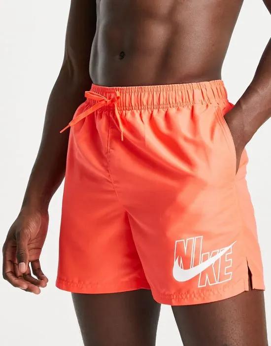 5 inch large logo shorts in lime red
