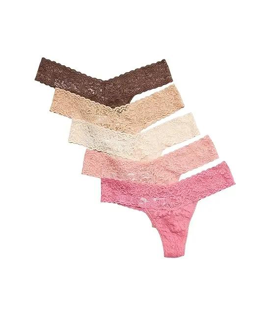 5-Pack Petite Signature Lace Low Rise Thong