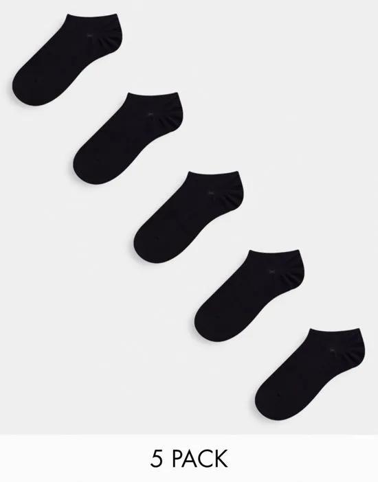 5-pack sneaker socks in black